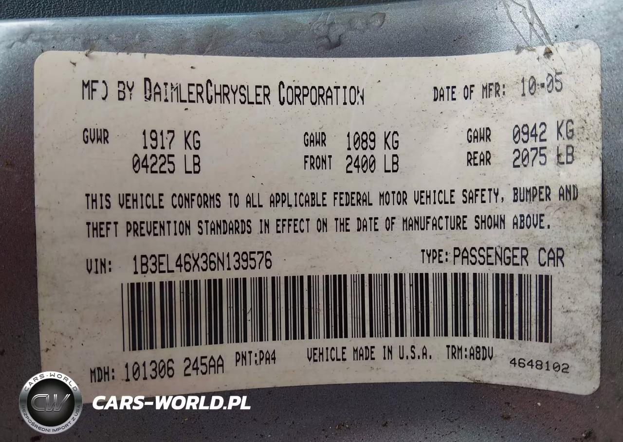 2006 Dodge Stratus Sxt VIN:1B3EL46X36N139576 - 9
