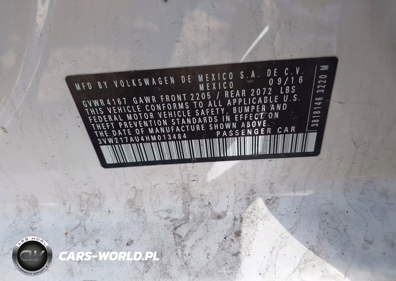 2017 Volkswagen Golf VIN:3VW217AU4HM013484 - 9