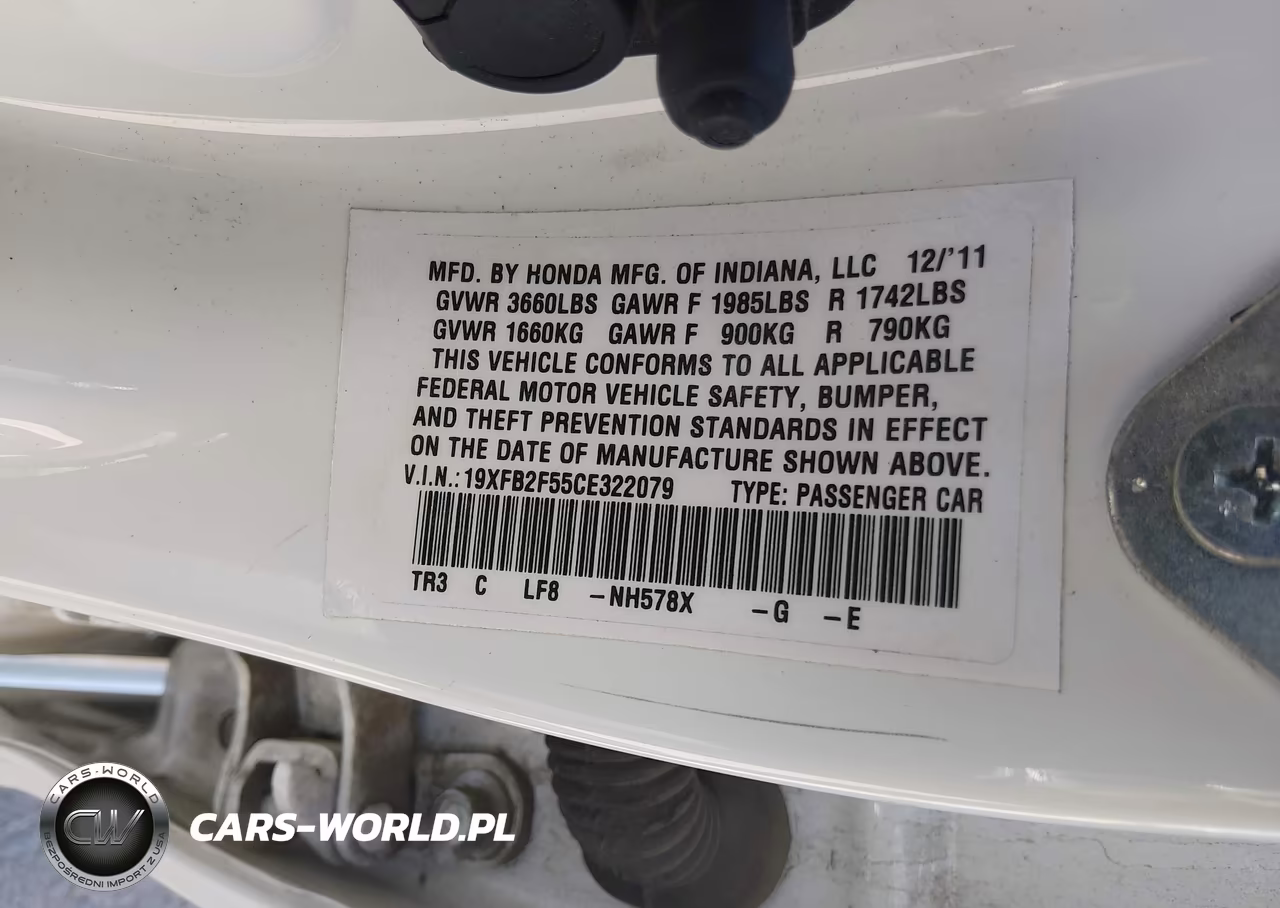 2012 Honda Civic Lx VIN:19XFB2F55CE322079 - 9