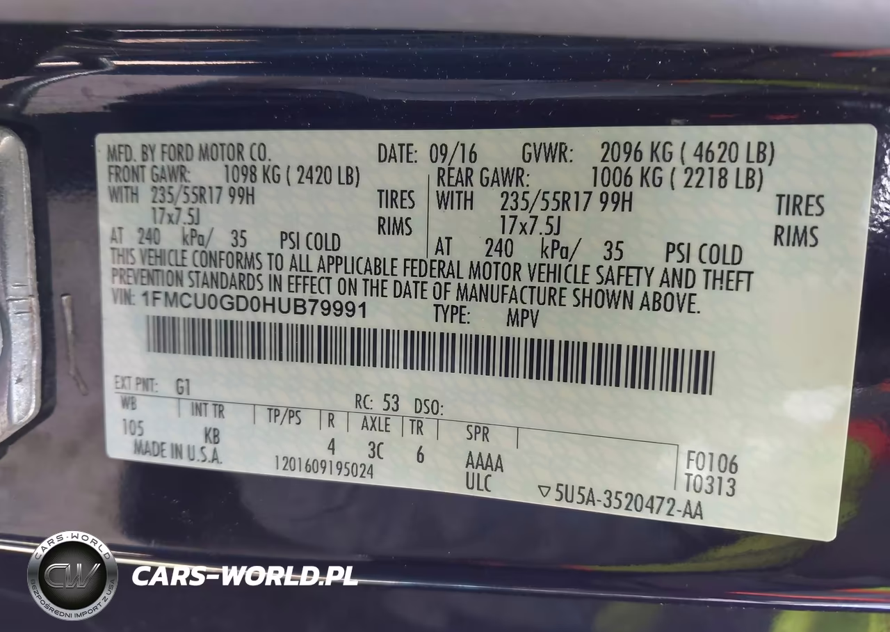 2017 Ford Escape Se VIN:1FMCU0GD0HUB79991 - 9