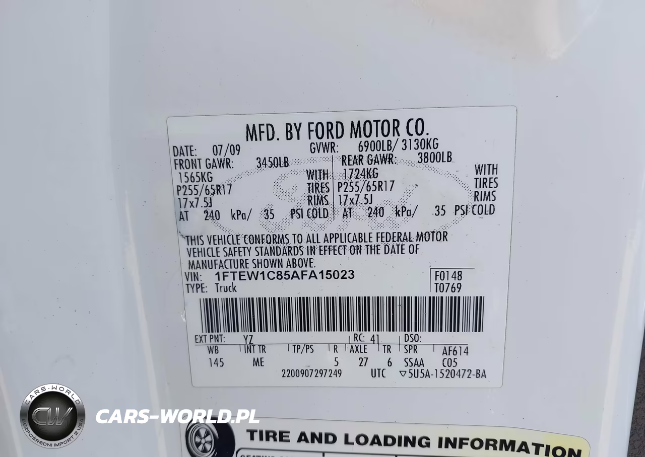 2010 Ford F-150 Fx2 Sport-Xl-Xlt VIN:1FTEW1C85AFA15023 - 9