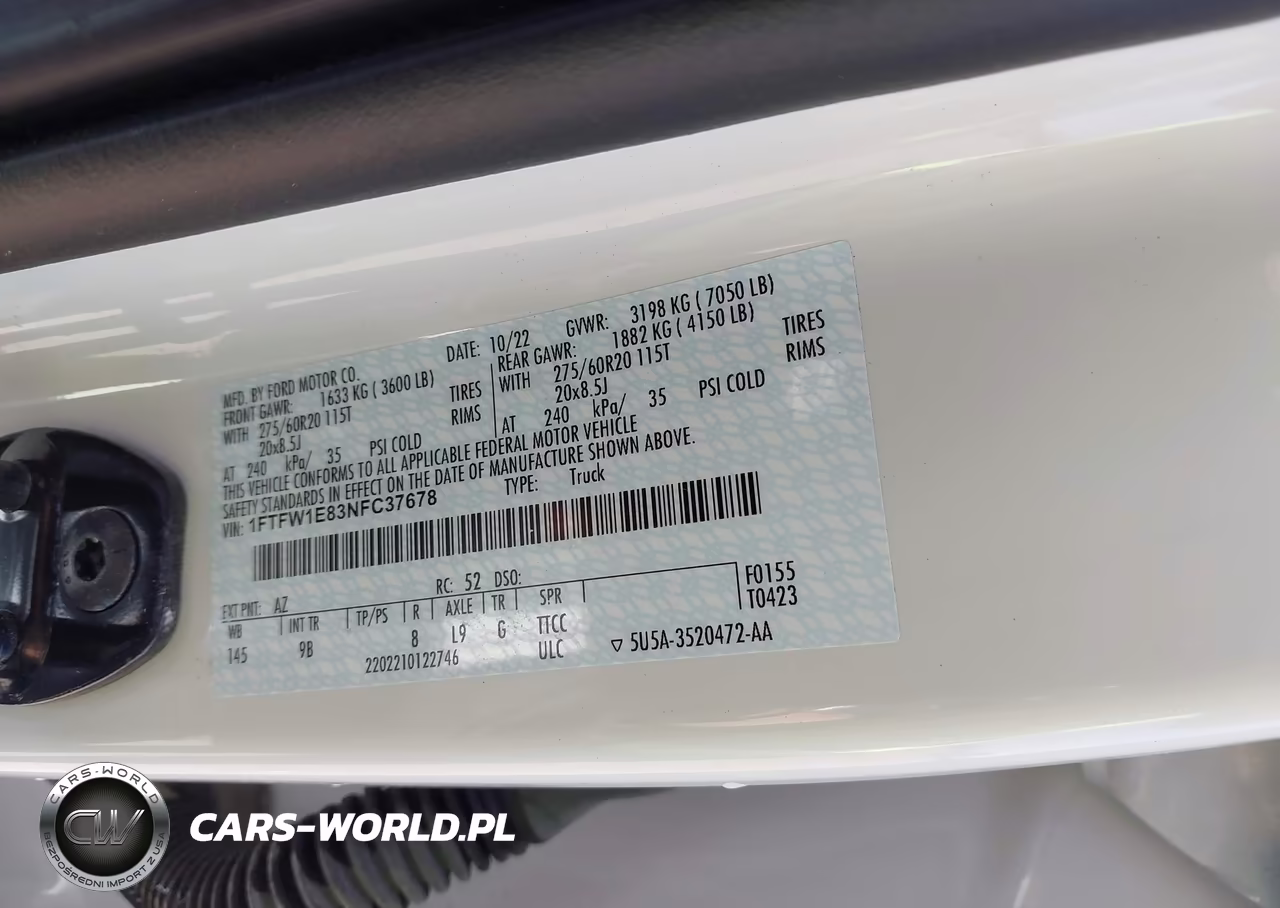 2022 Ford F-150 Platinum VIN:1FTFW1E83NFC37678 - 9