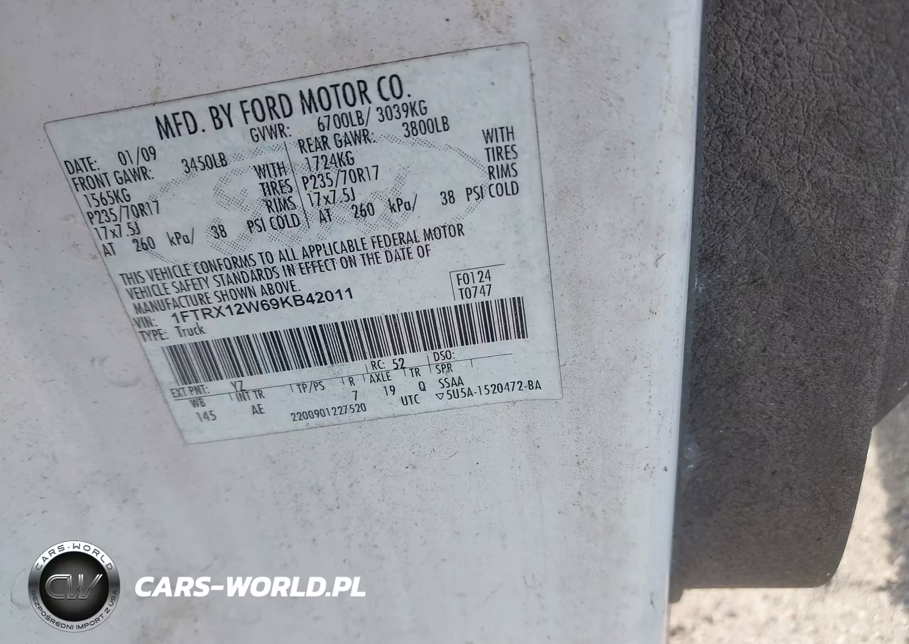 2009 Ford F-150 Stx-Xl VIN:1FTRX12W69KB42011 - 9