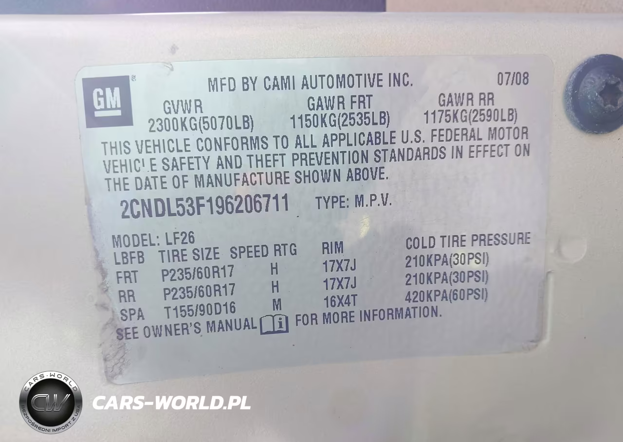 2009 Chevrolet Equinox Lt VIN:2CNDL53F196206711 - 9