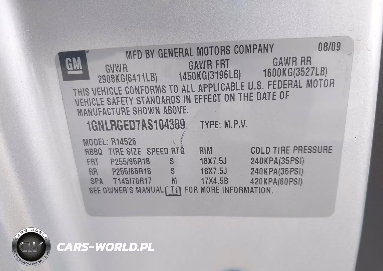 2010 Chevrolet Traverse Lt VIN:1GNLRGED7AS104389 - 9