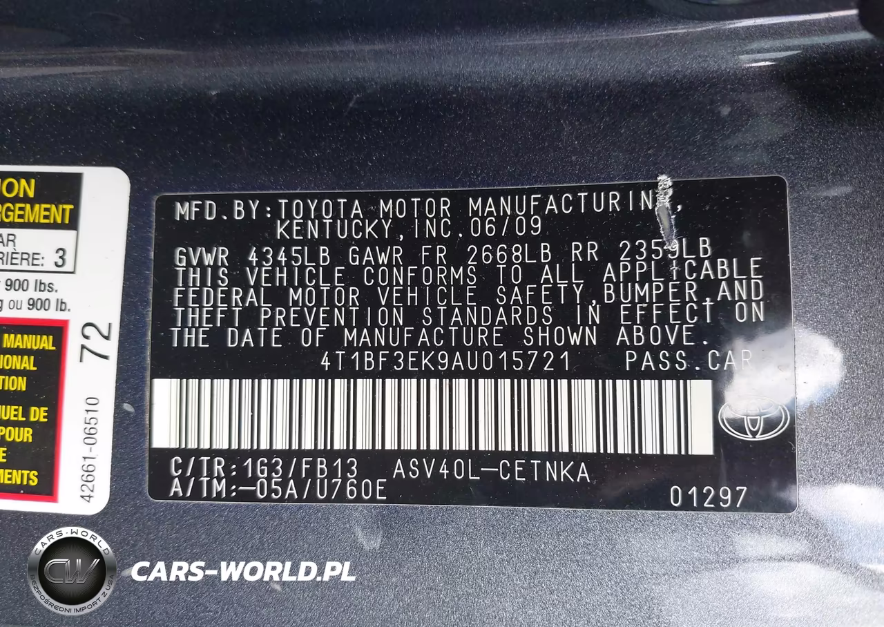 2010 Toyota Camry Le VIN:4T1BF3EK9AU015721 - 9