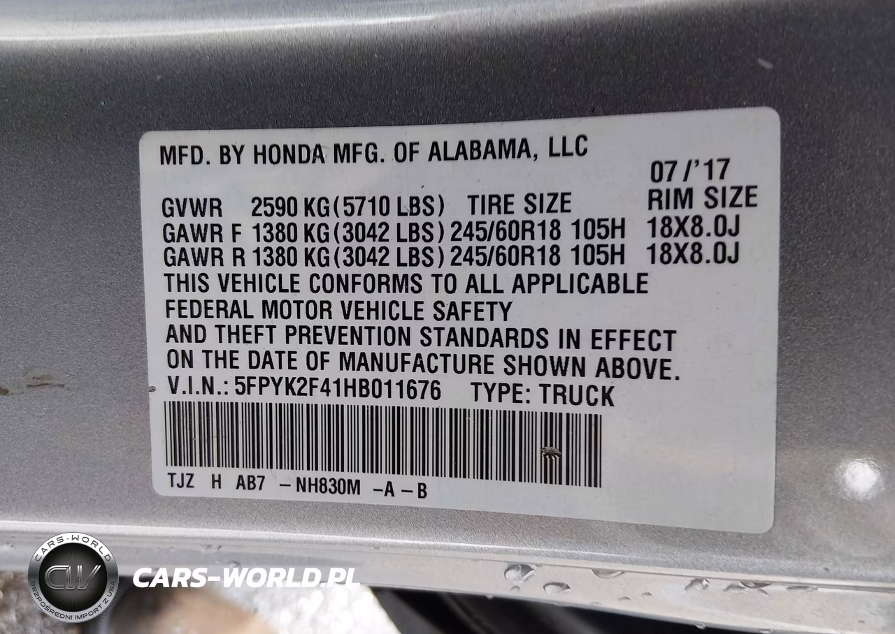 2017 Honda Ridgeline Rts VIN:5FPYK2F41HB011676 - 9
