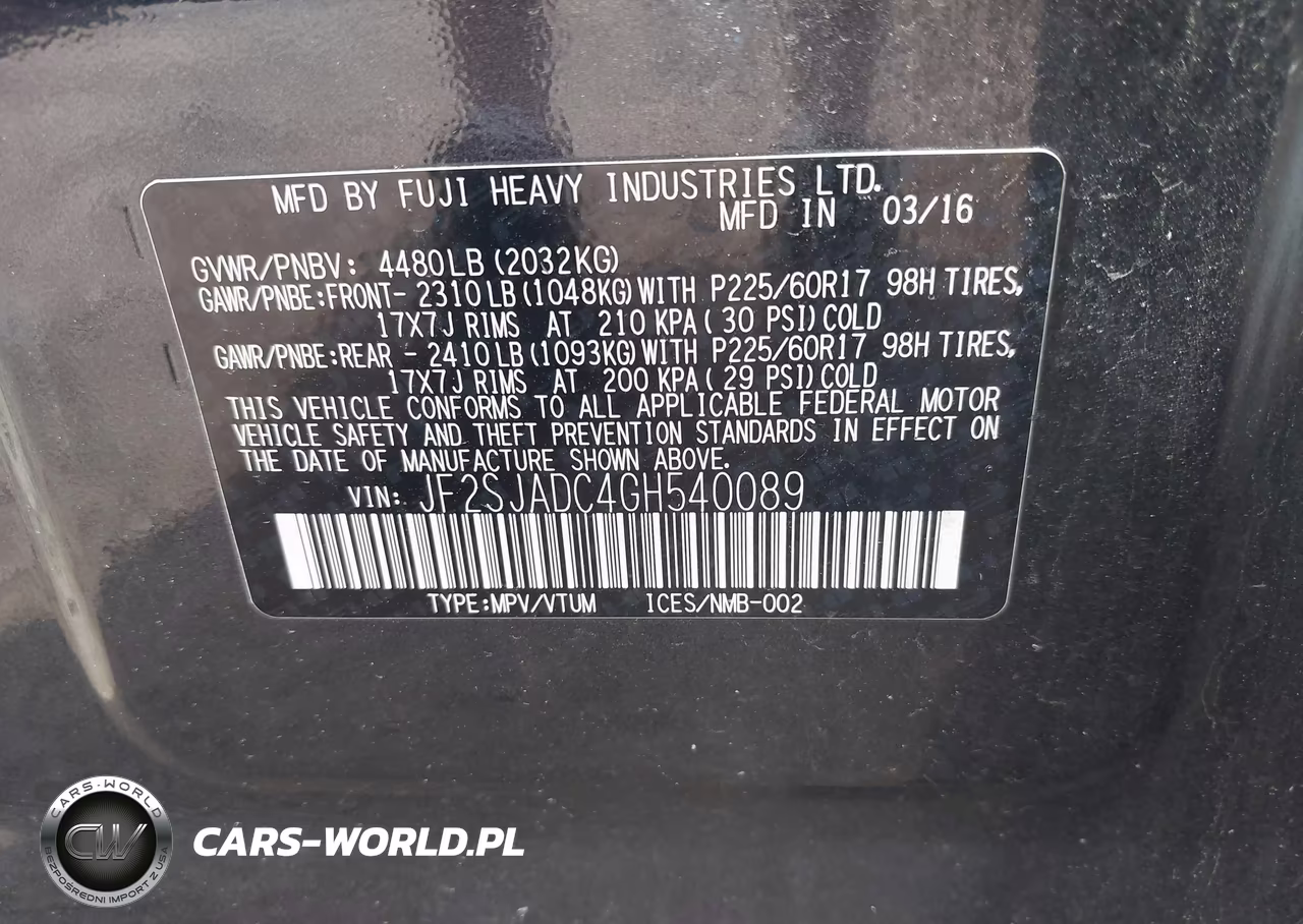 2016 Subaru Forester 2.5I Premium VIN:JF2SJADC4GH540089 - 9