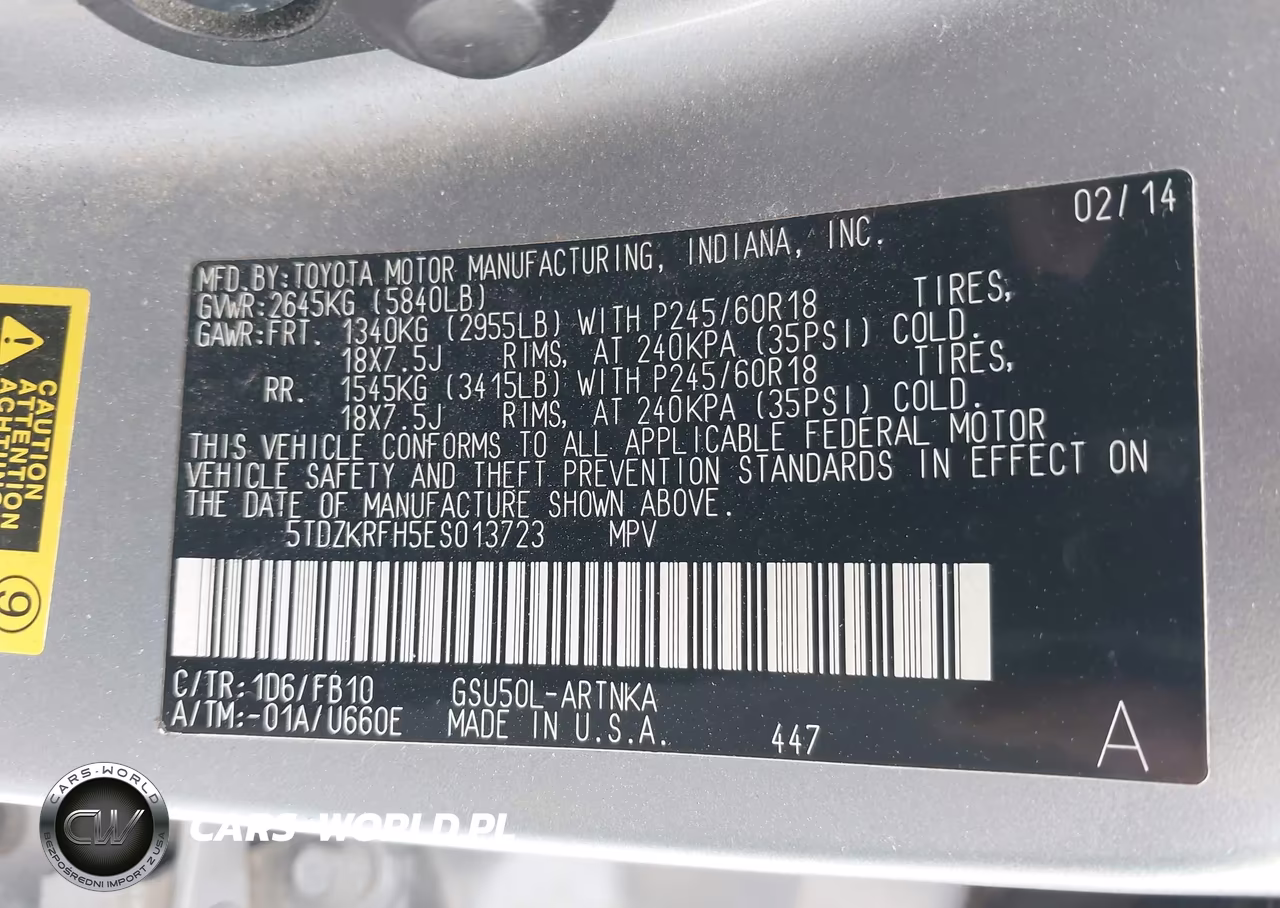 2014 Toyota Highlander Le V6 VIN:5TDZKRFH5ES013723 - 9