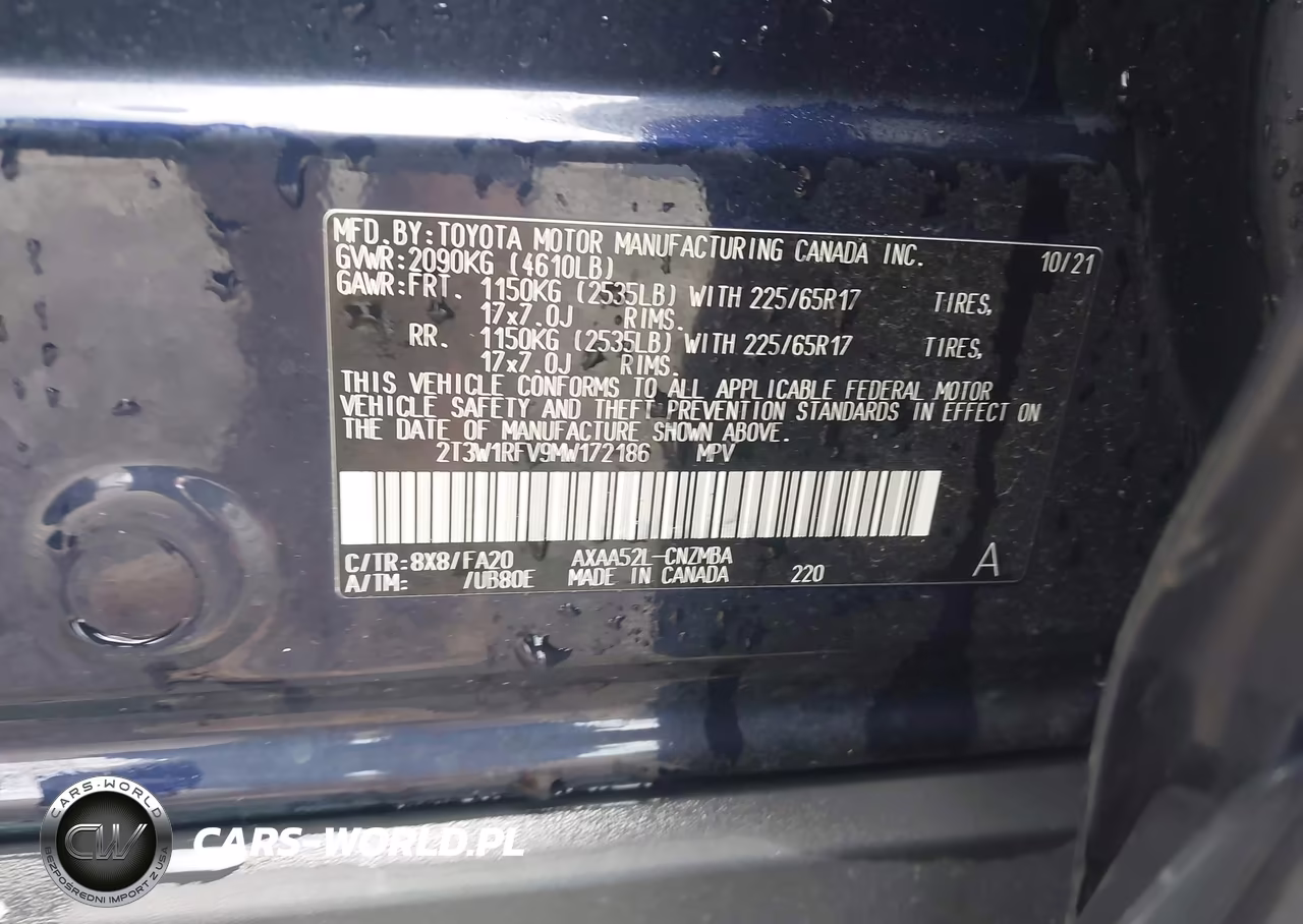 2021 Toyota Rav4 Xle VIN:2T3W1RFV9MW172186 - 9