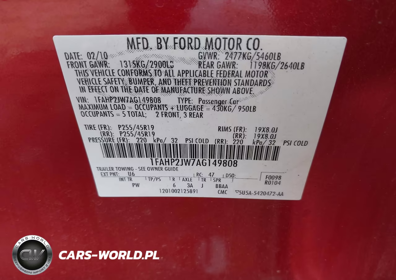 2010 Ford Taurus Limited VIN:1FAHP2JW7AG149808 - 9