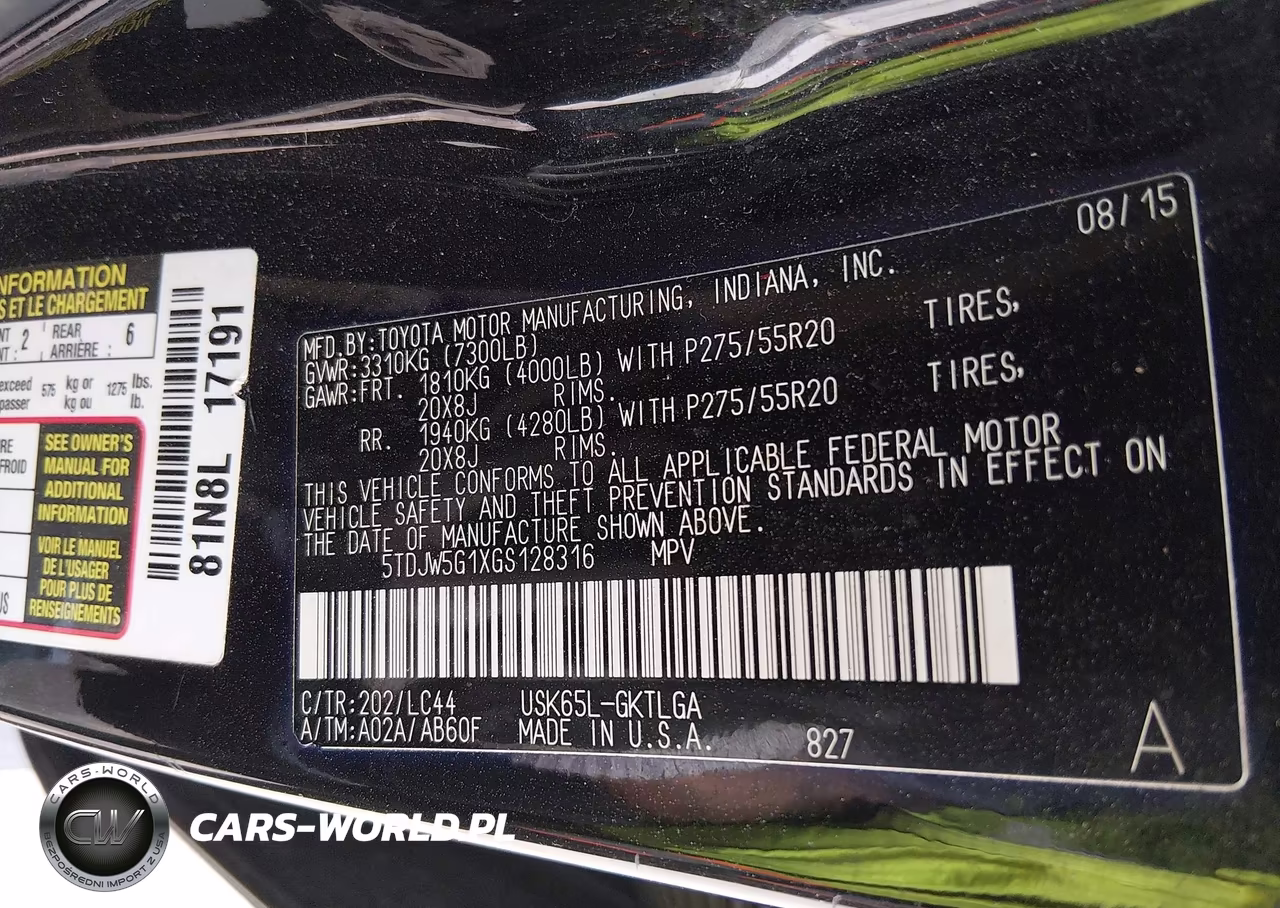 2016 Toyota Sequoia Limited 5.7L V8 VIN:5TDJW5G1XGS128316 - 9