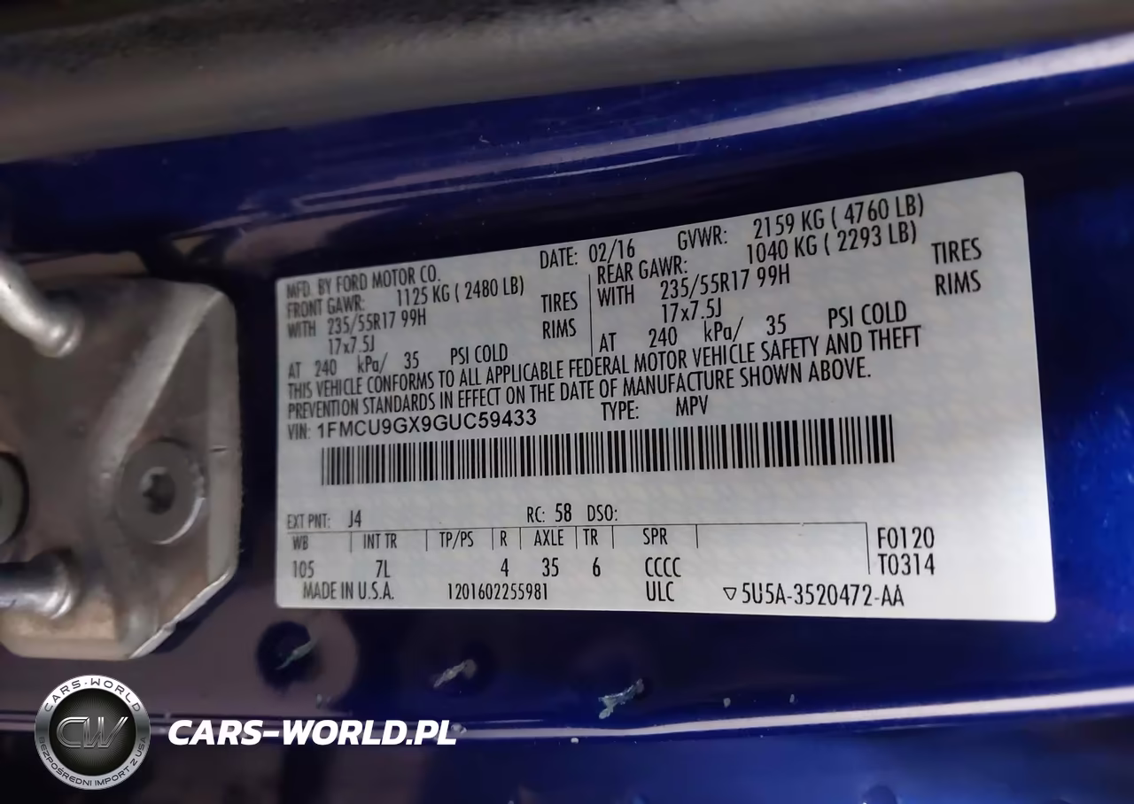 2016 Ford Escape Se VIN:1FMCU9GX9GUC59433 - 9