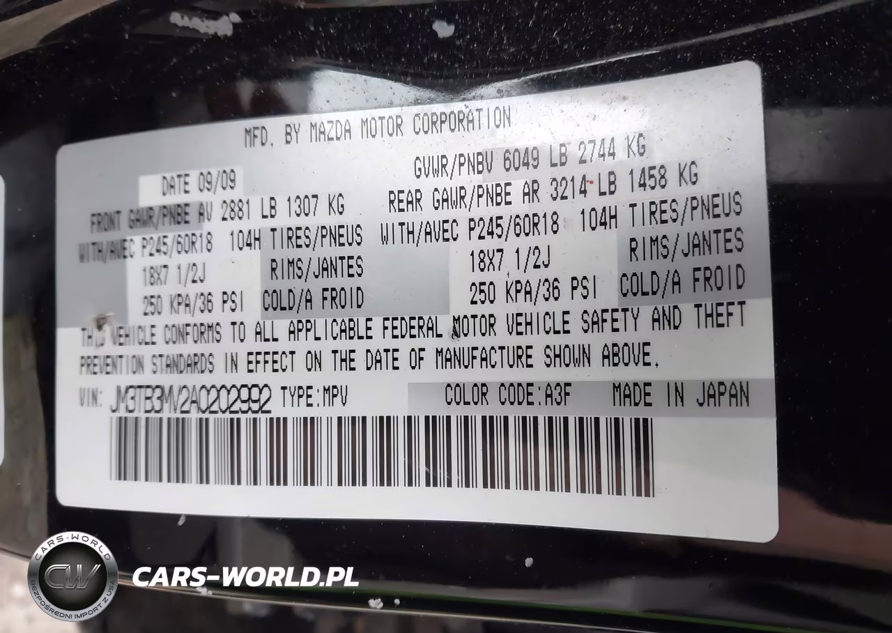 2010 Mazda Cx-9 Touring VIN:JM3TB3MV2A0202992 - 9