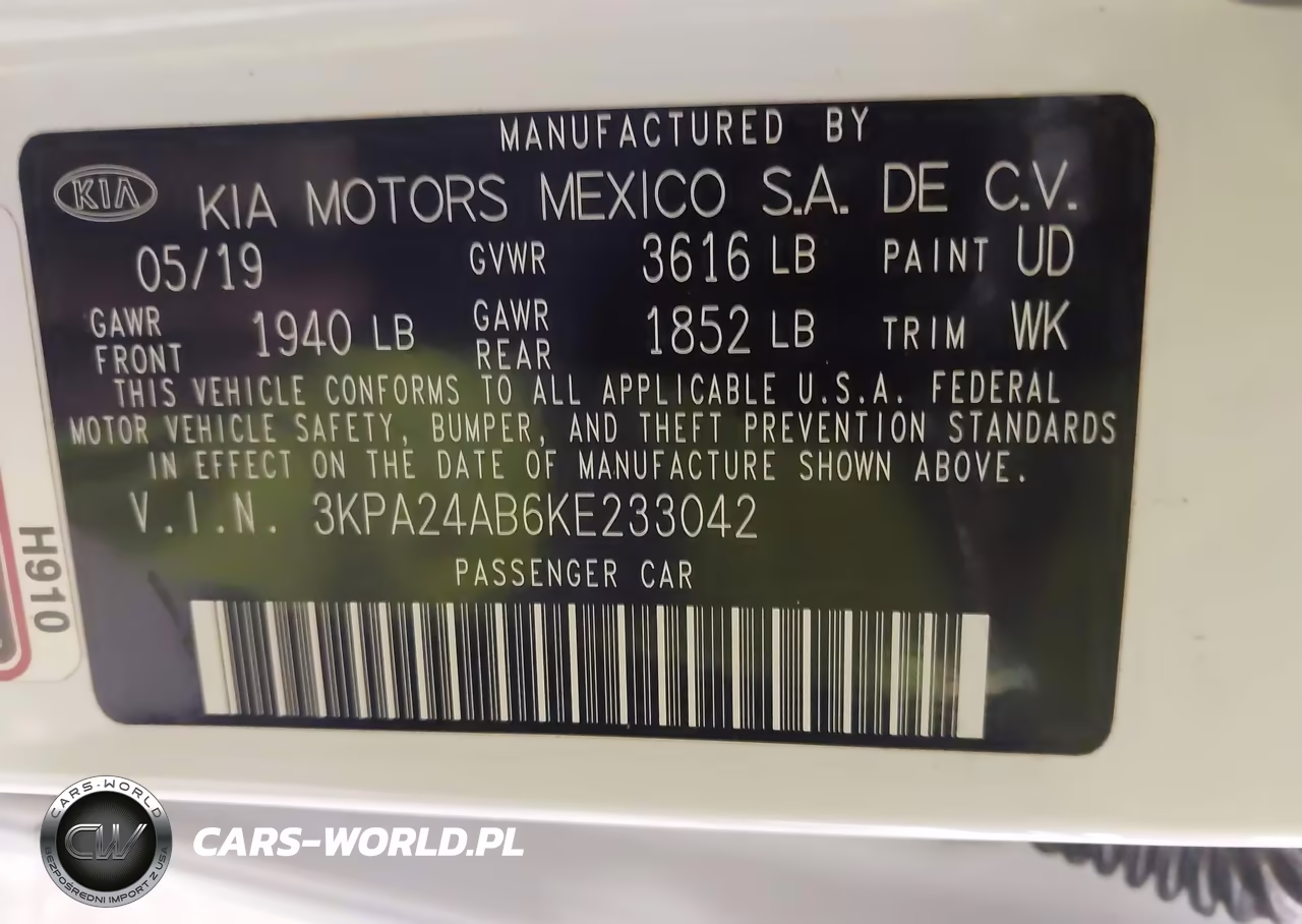 2019 Kia Rio S VIN:3KPA24AB6KE233042 - 9