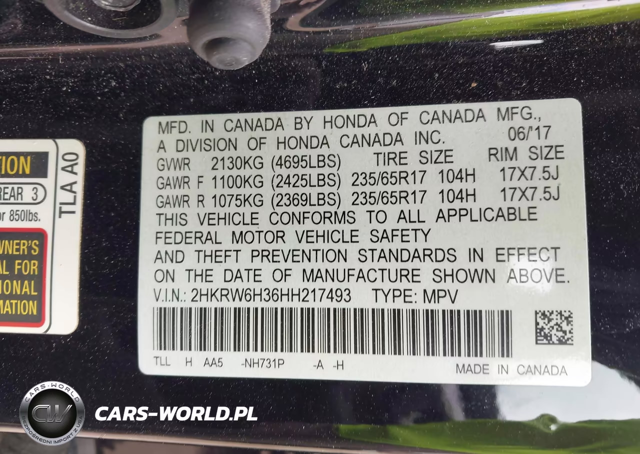 2017 Honda Cr-V Lx VIN:2HKRW6H36HH217493 - 9