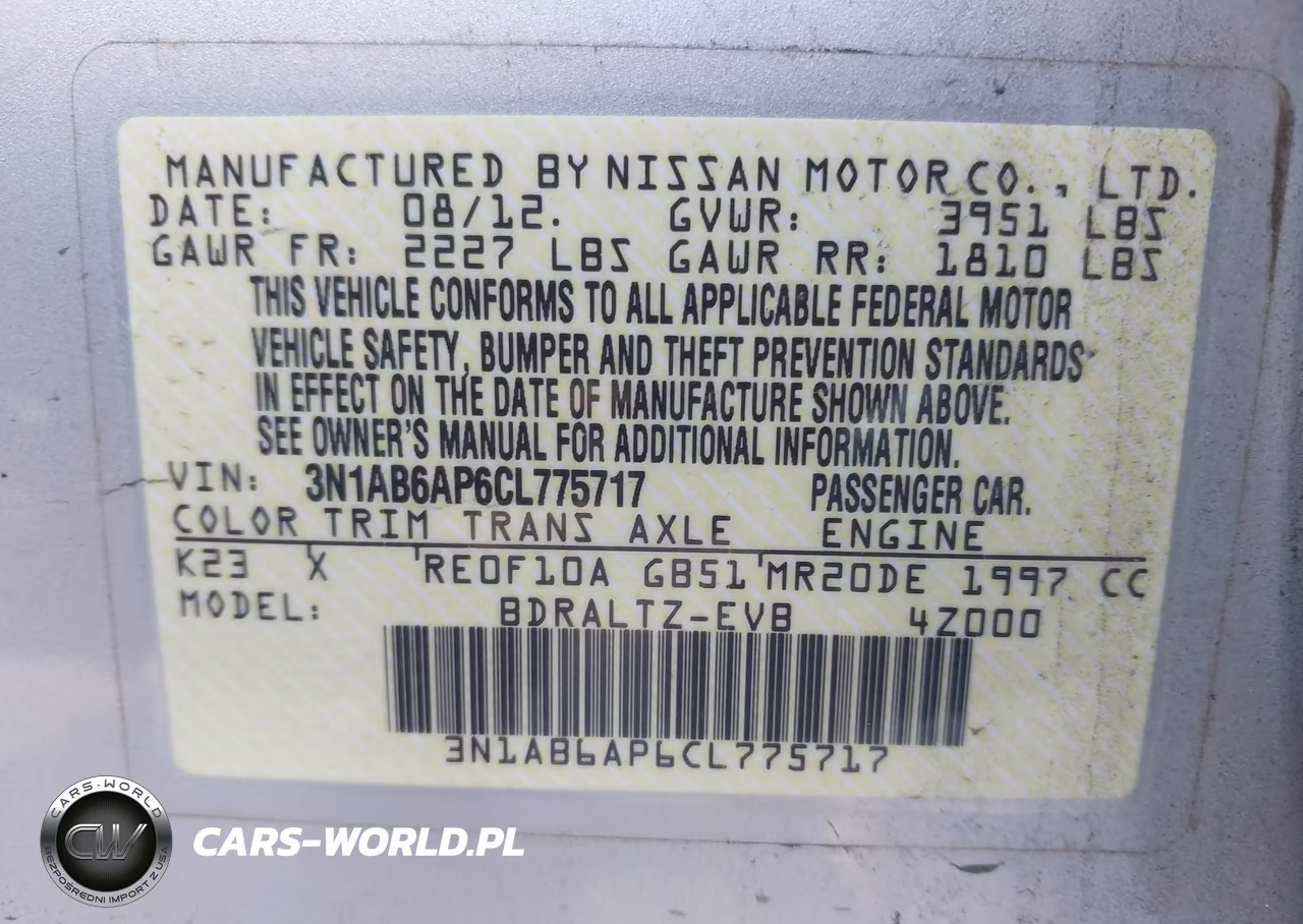 2012 Nissan Sentra 2.0 Sr VIN:3N1AB6AP6CL775717 - 9