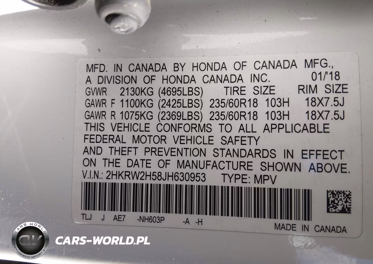 2018 Honda Cr-V Ex VIN:2HKRW2H58JH630953 - 9
