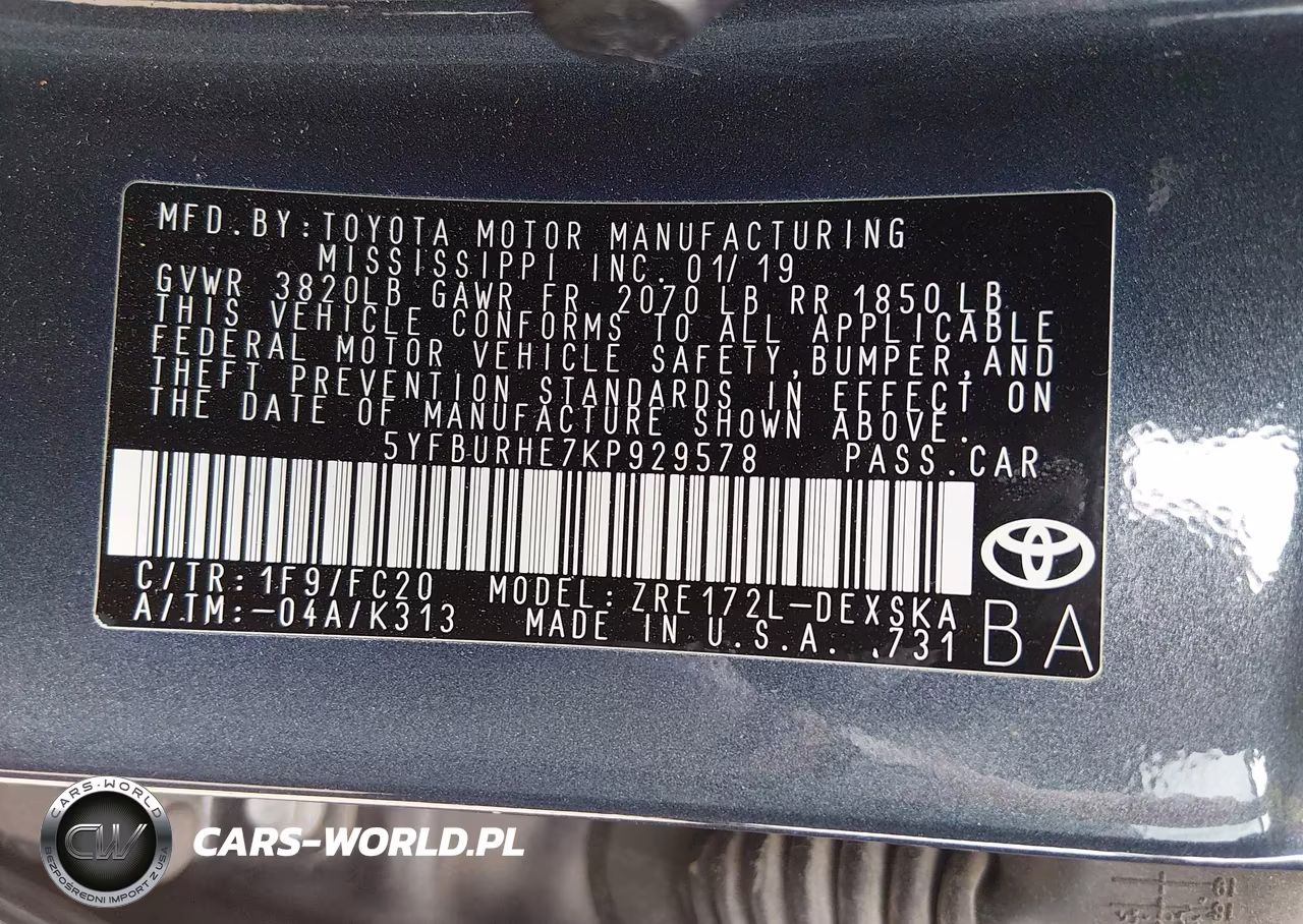 2019 Toyota Corolla Se VIN:5YFBURHE7KP929578 - 9