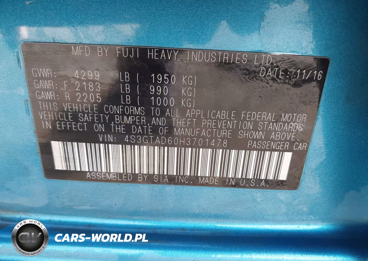 2017 Subaru Impreza 2.0I Premium VIN:4S3GTAD60H3701478 - 9