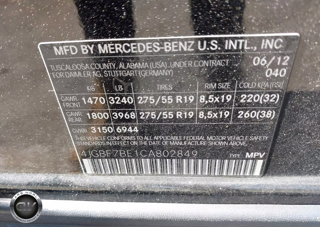 2012 Mercedes-Benz Gl 450 4Matic VIN:4JGBF7BE1CA802849 - 9