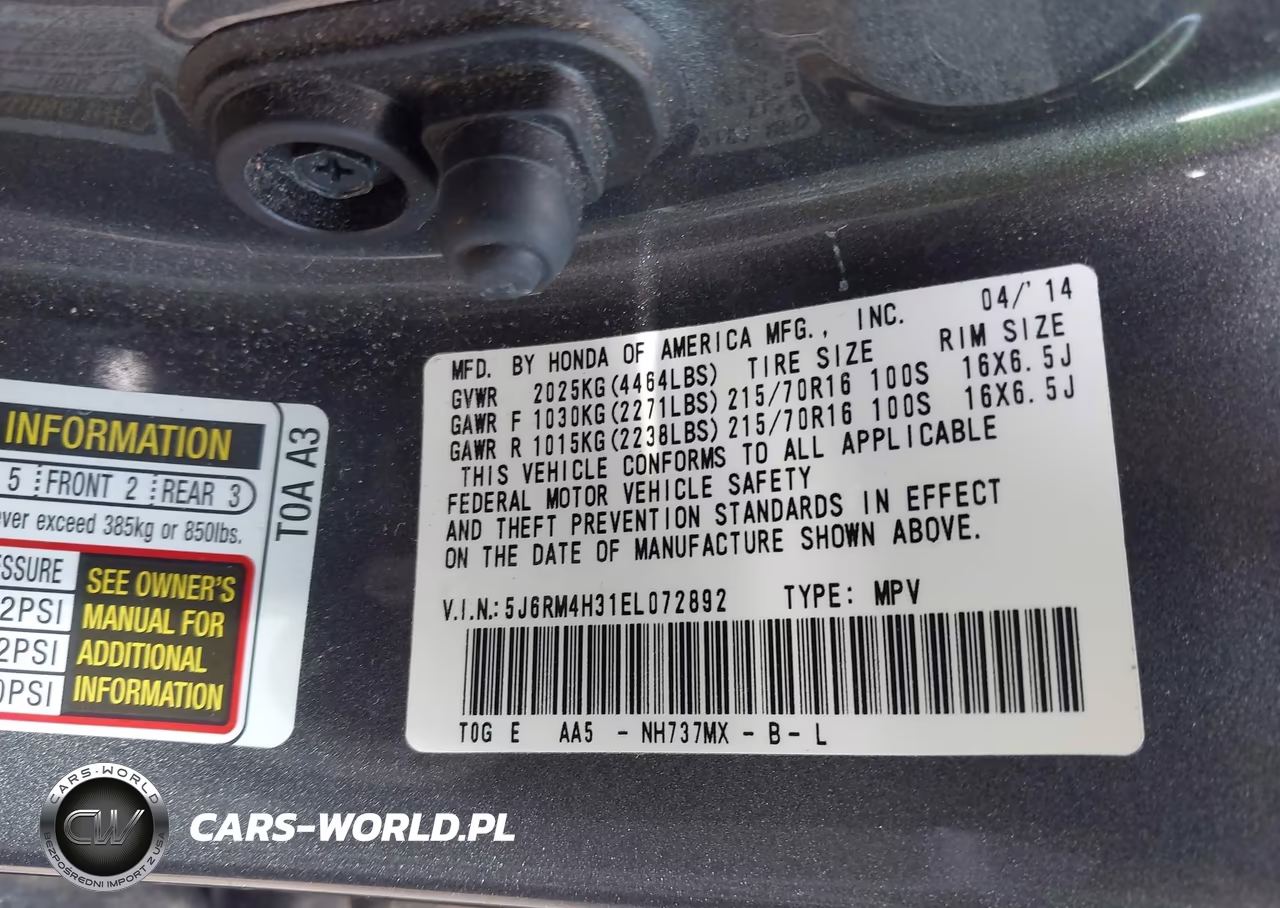 2014 Honda Cr-V Lx VIN:5J6RM4H31EL072892 - 9