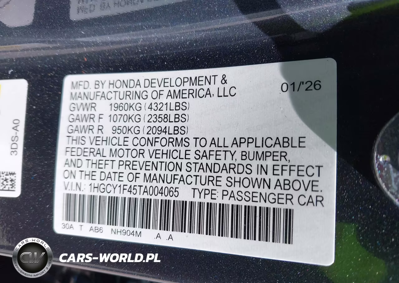 2026 Honda Accord Se VIN:1HGCY1F45TA004065 - 9
