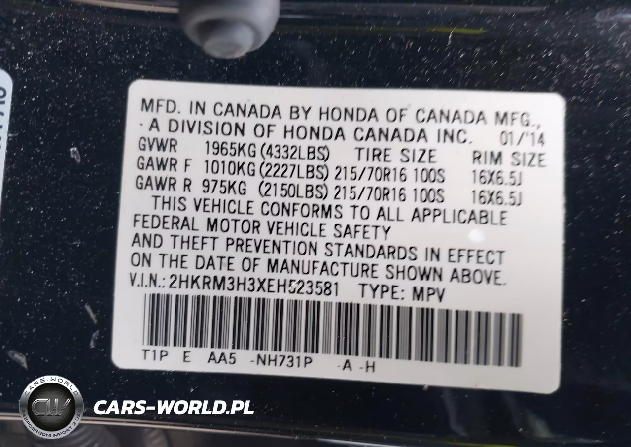 2014 Honda Cr-V Lx VIN:2HKRM3H3XEH523581 - 9