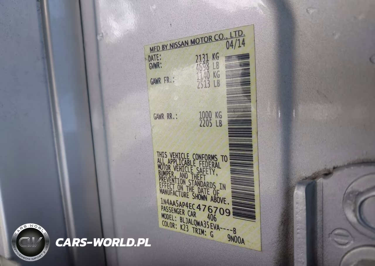 2014 Nissan Maxima 3.5 S VIN:1N4AA5AP4EC476709 - 9