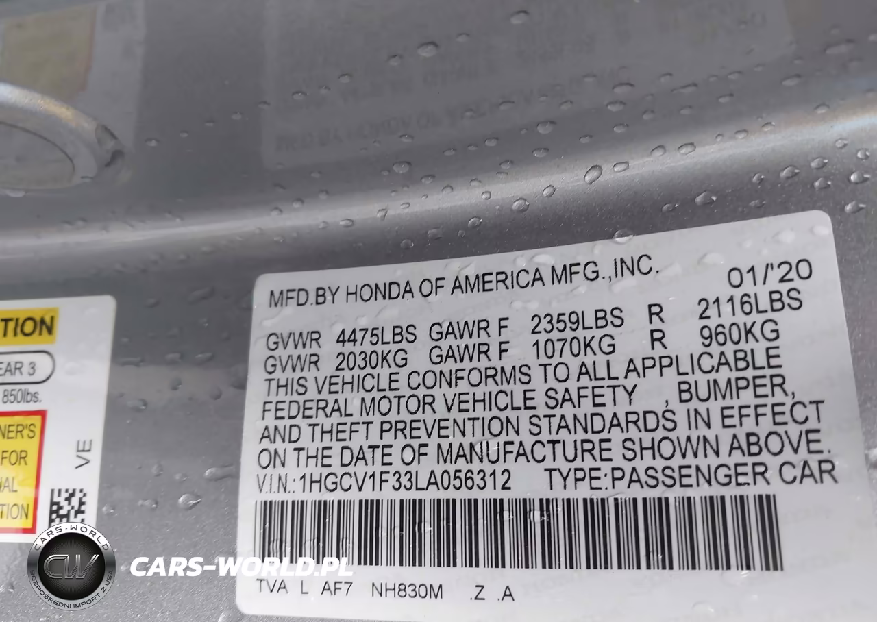 2020 Honda Accord Sport VIN:1HGCV1F33LA056312 - 9