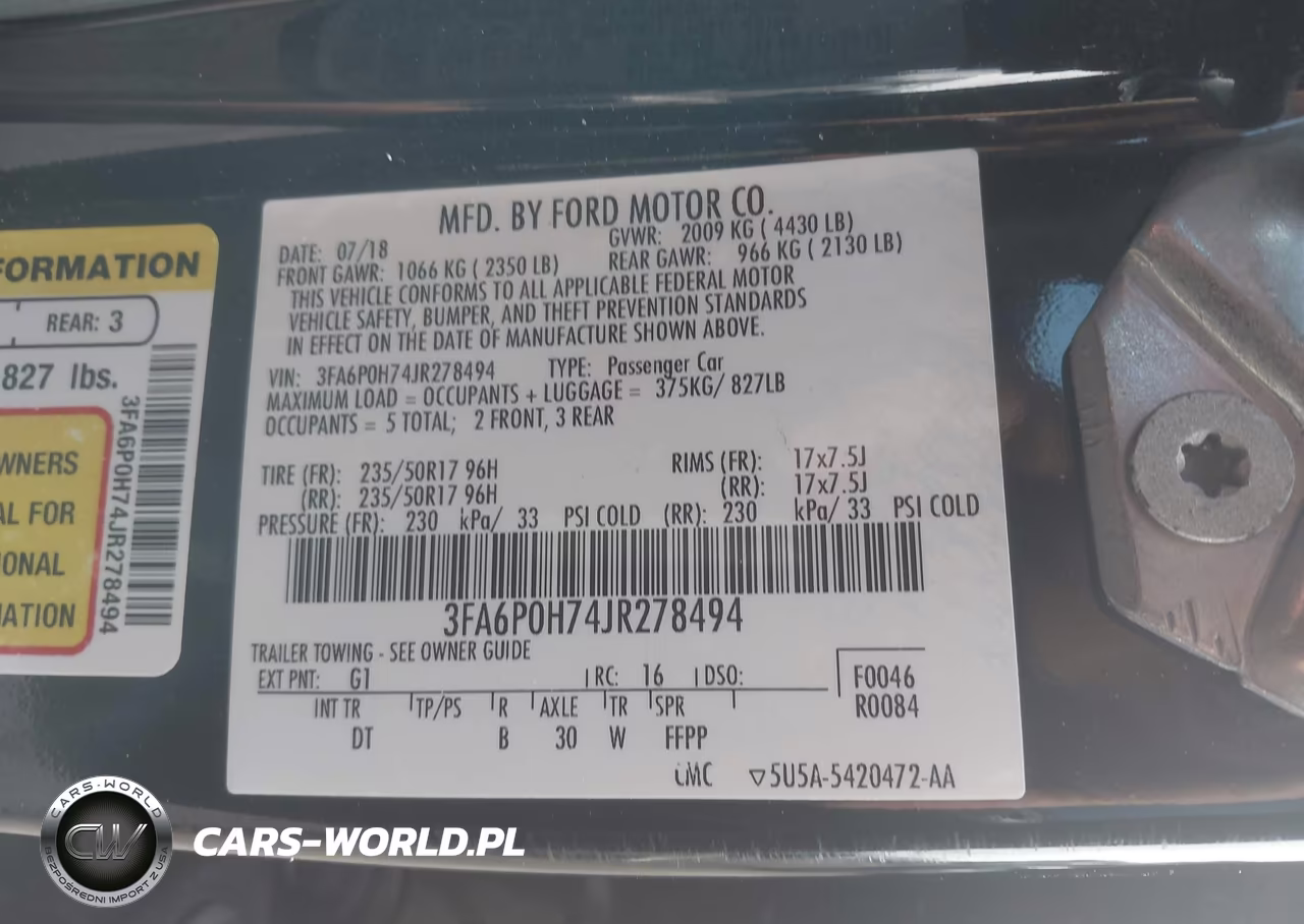 2018 Ford Fusion Se VIN:3FA6P0H74JR278494 - 9