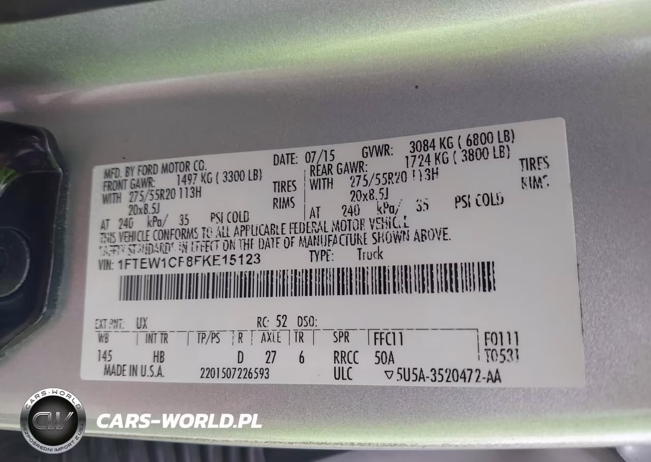 2015 Ford F-150 Lariat VIN:1FTEW1CF8FKE15123 - 9