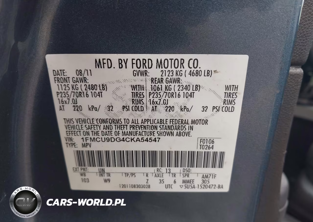 2012 Ford Escape Xlt VIN:1FMCU9DG4CKA54547 - 9