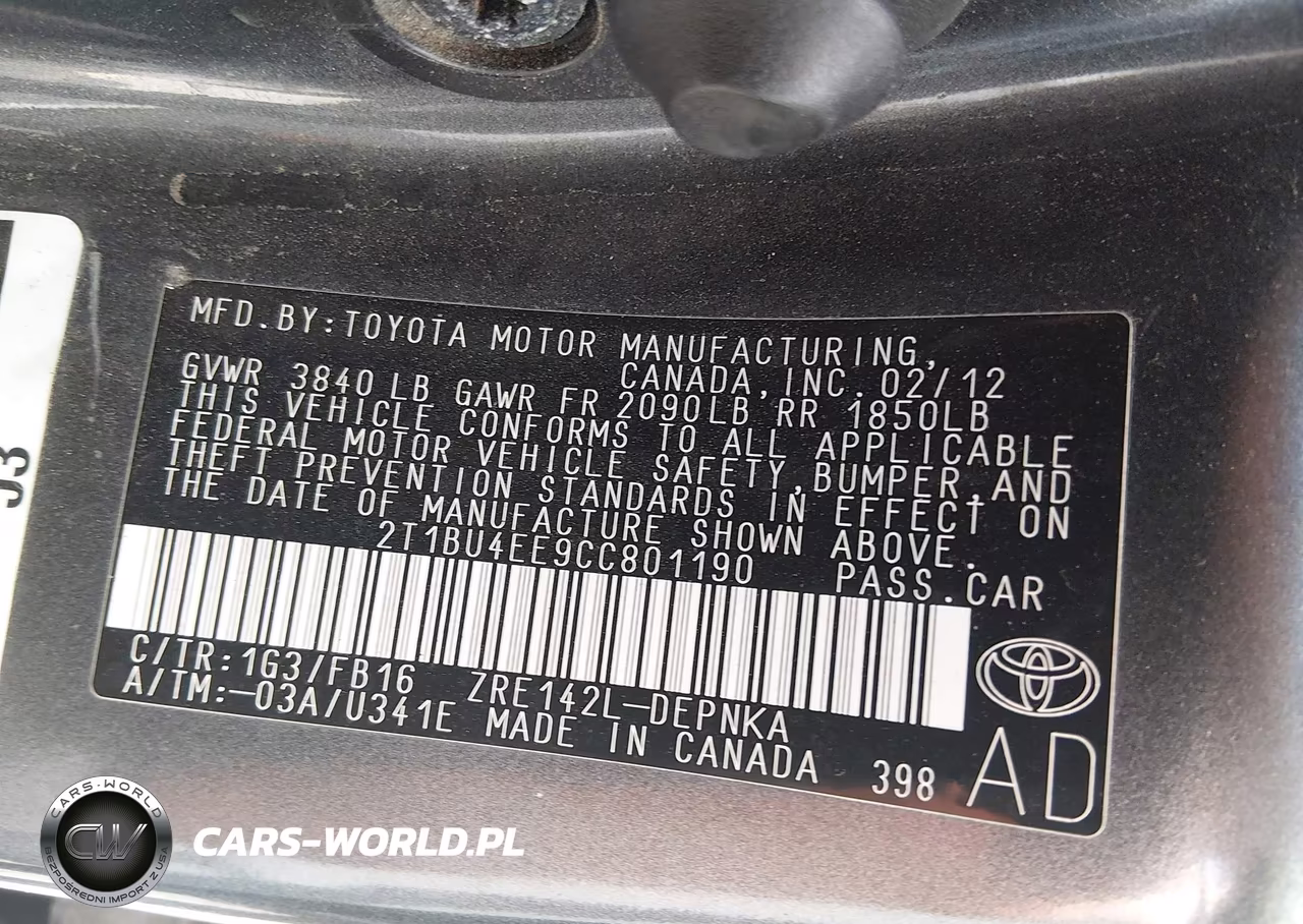 2012 Toyota Corolla Le VIN:2T1BU4EE9CC801190 - 9
