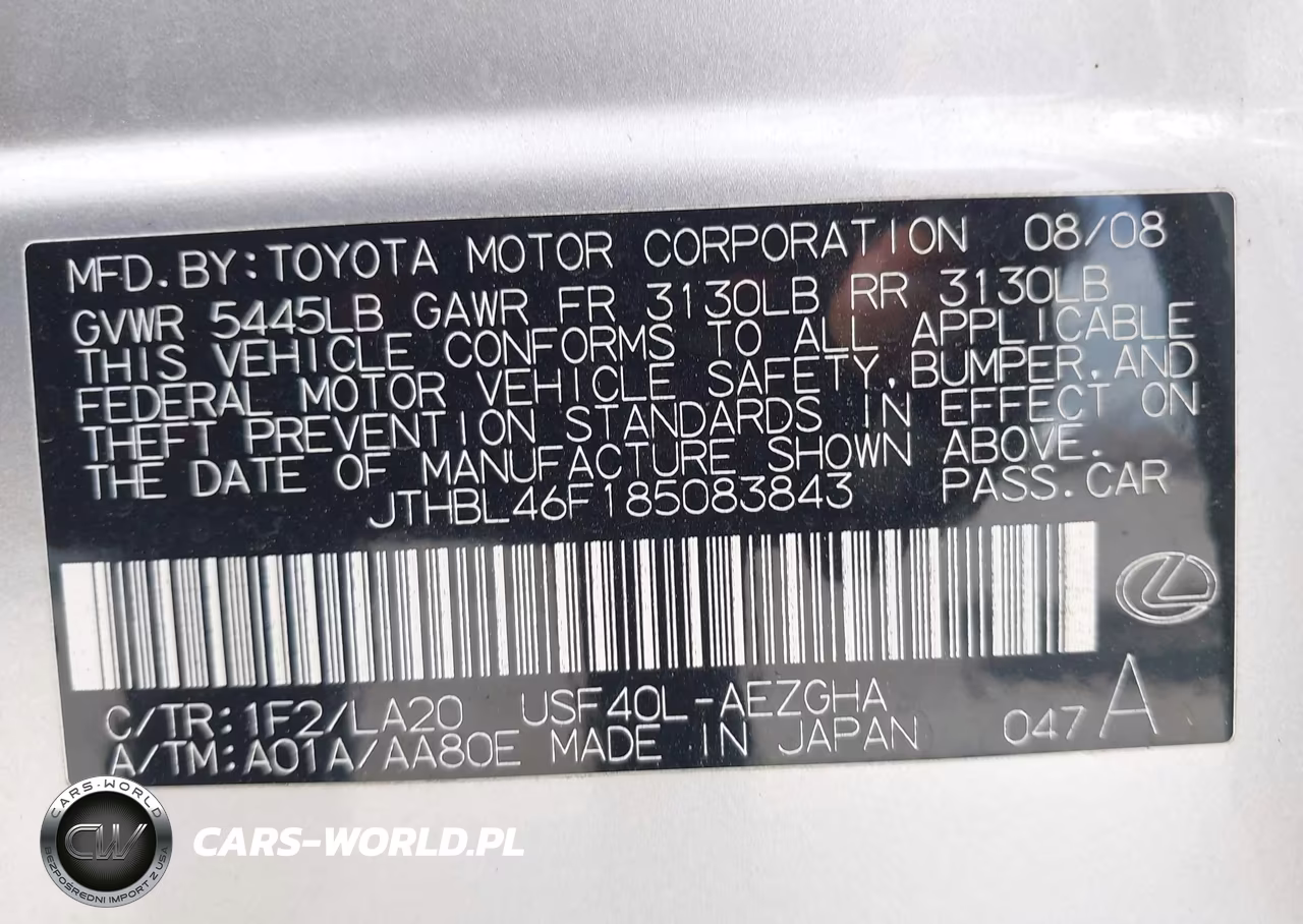 2008 Lexus Ls 460 VIN:JTHBL46F185083843 - 9