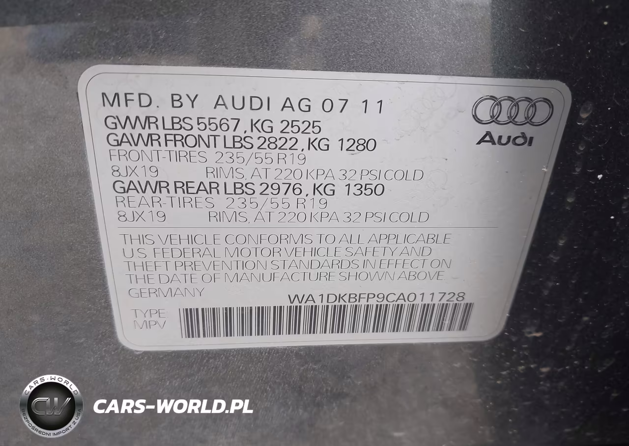 2012 Audi Q5 3.2 Premium Plus VIN:WA1DKBFP9CA011728 - 9