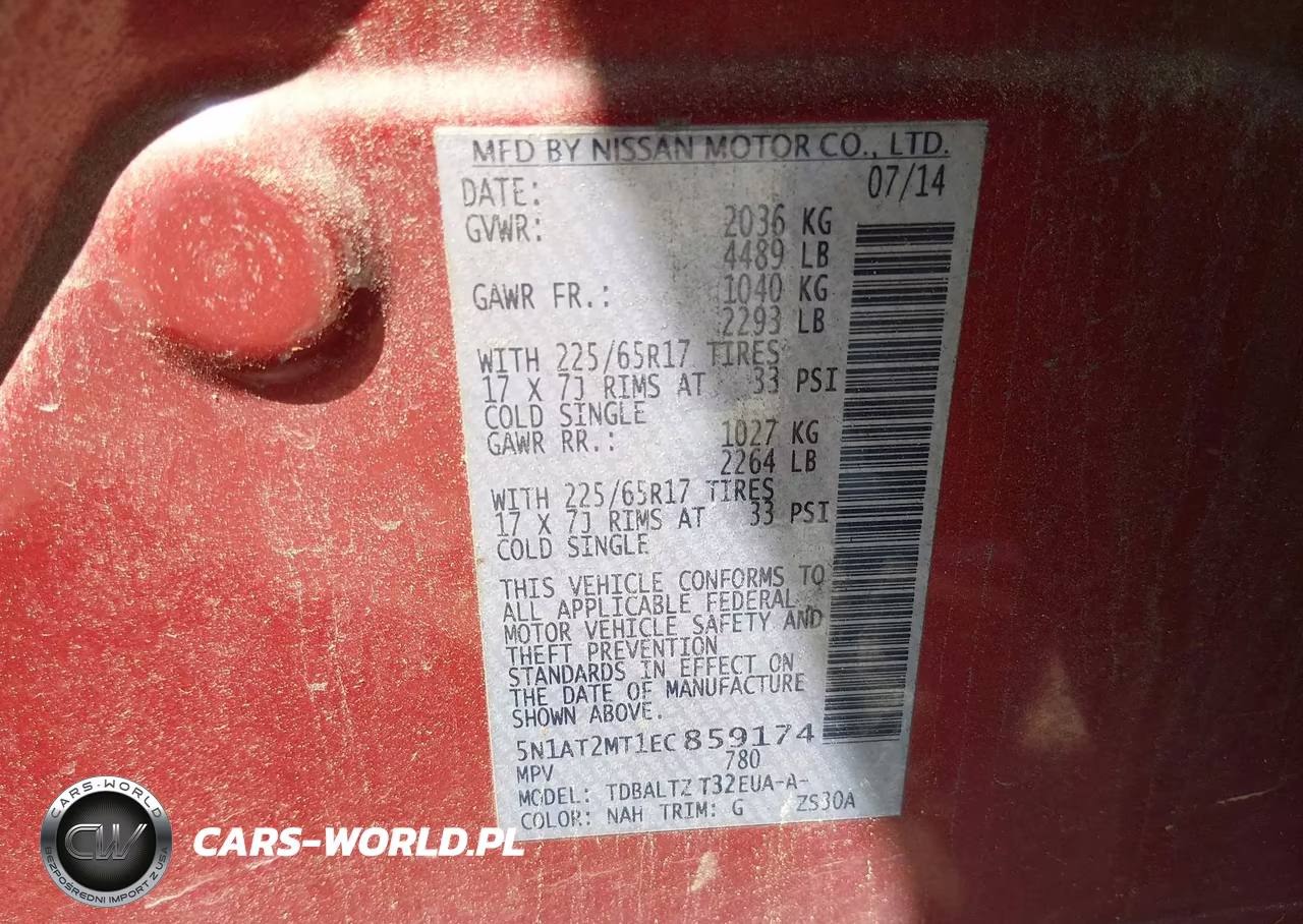 2014 Nissan Rogue S-Sl-Sv VIN:5N1AT2MT1EC859174 - 9