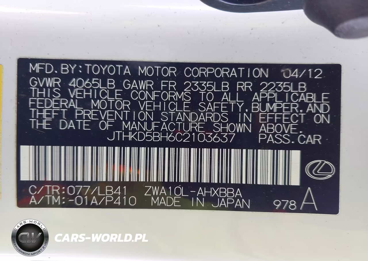 2012 Lexus Ct 200H Premium VIN:JTHKD5BH6C2103637 - 9