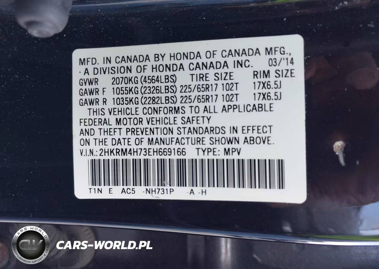 2014 Honda Cr-V Ex-L VIN:2HKRM4H73EH669166 - 9
