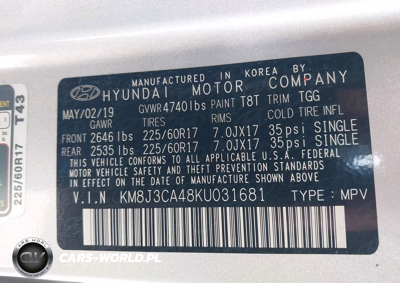 2019 Hyundai Tucson Value VIN:KM8J3CA48KU031681 - 9