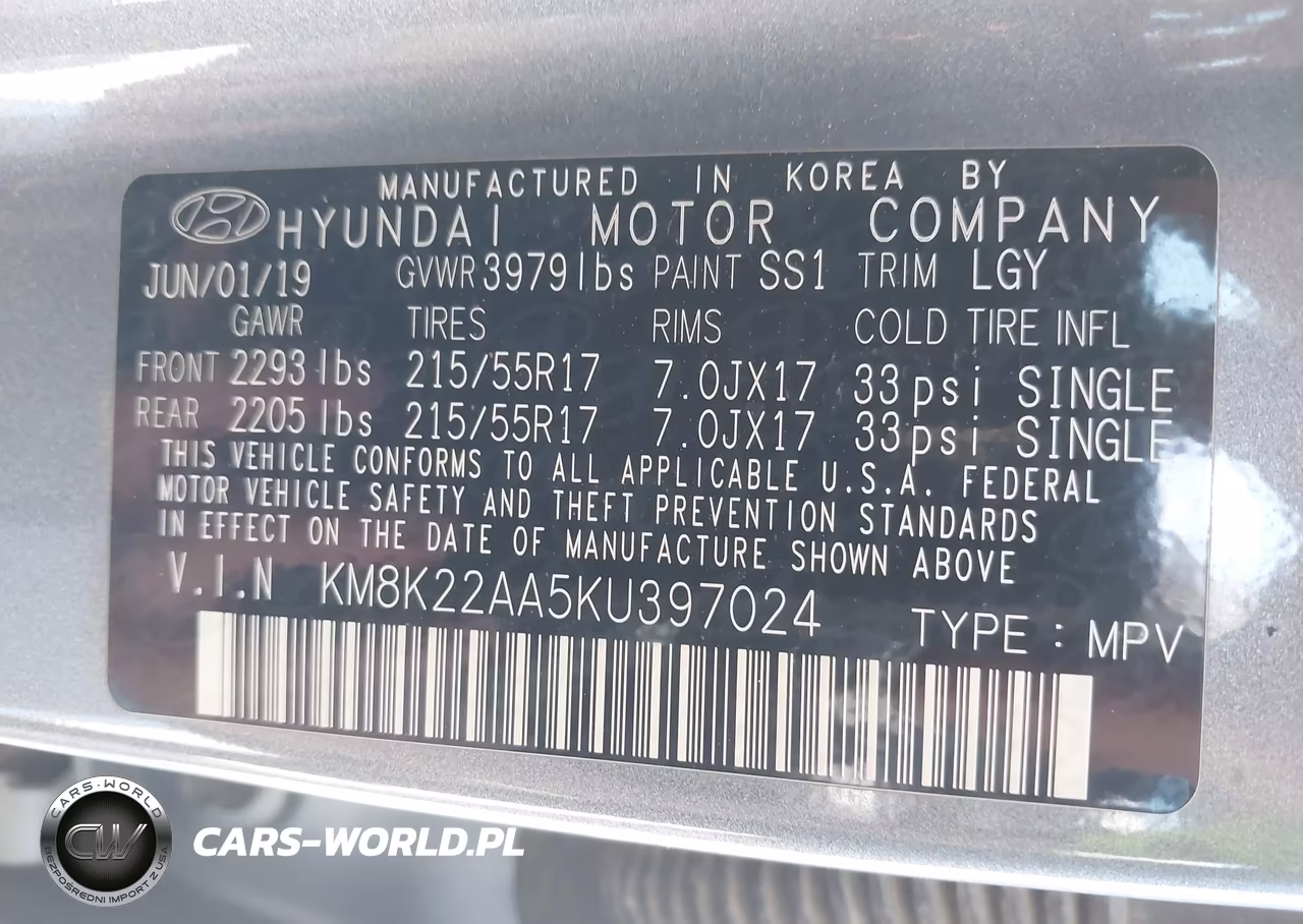 2019 Hyundai Kona Sel VIN:KM8K22AA5KU397024 - 9