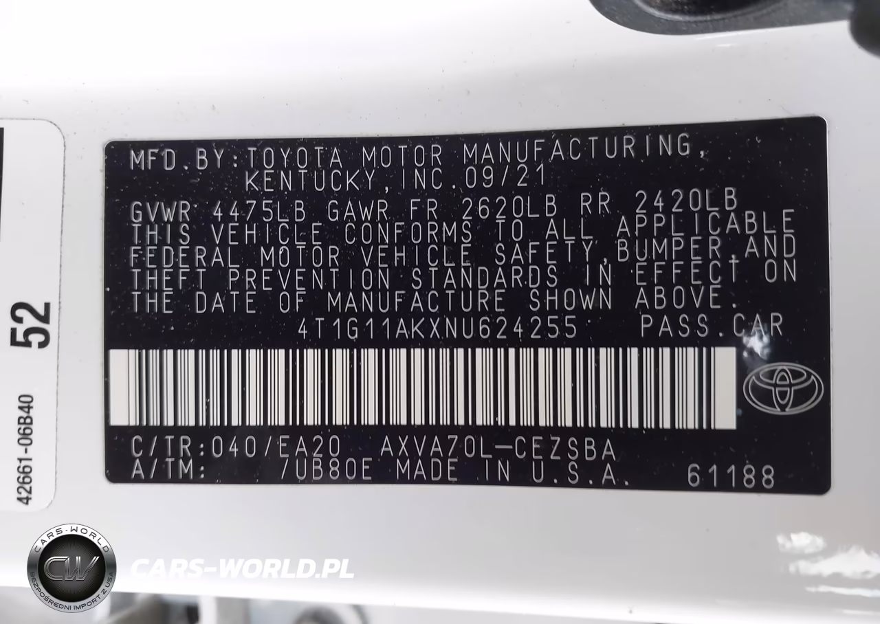 2022 Toyota Camry Se VIN:4T1G11AKXNU624255 - 9