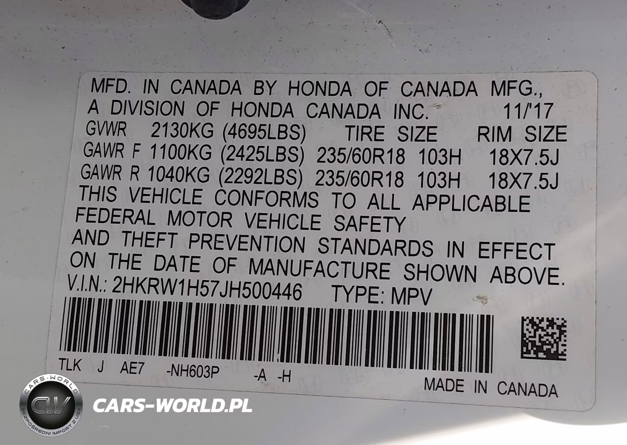 2018 Honda Cr-V Ex VIN:2HKRW1H57JH500446 - 9