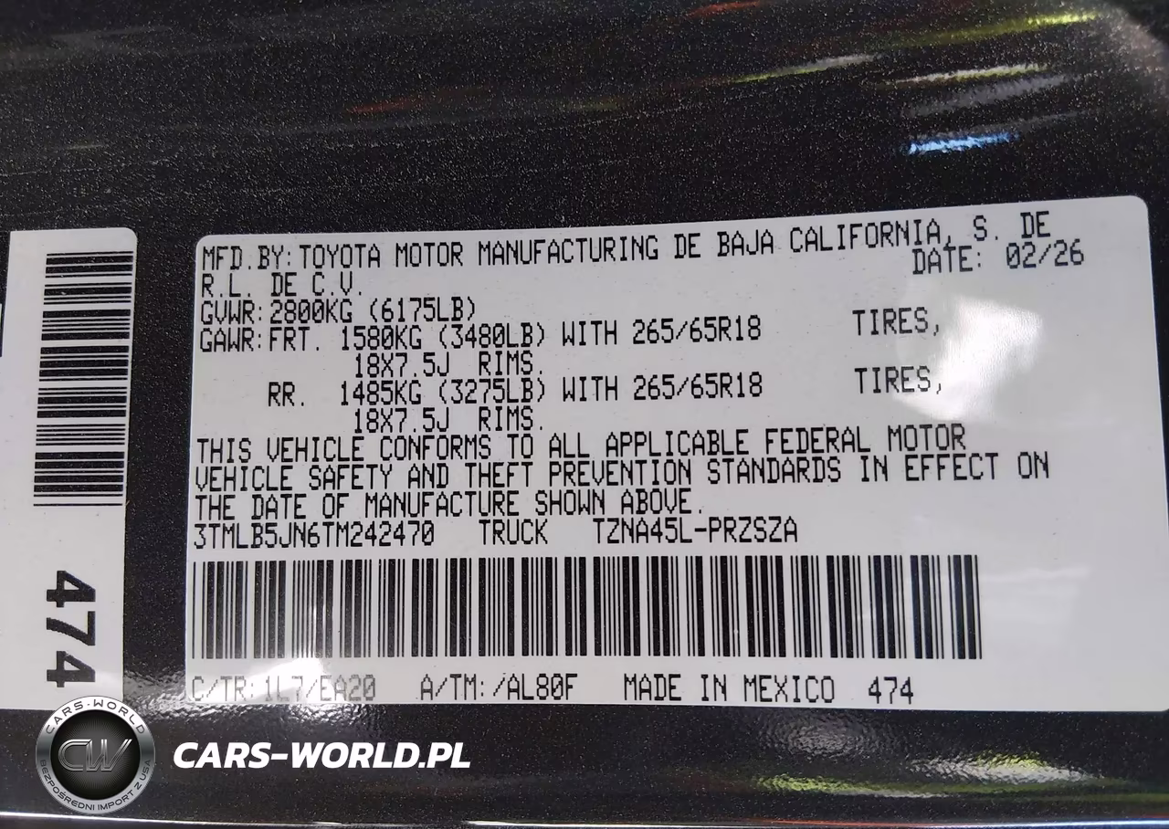2026 Toyota Tacoma Trd Sport VIN:3TMLB5JN6TM242470 - 9