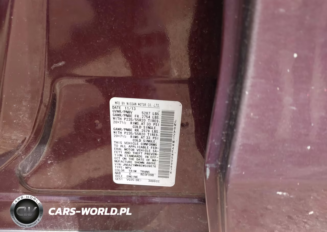 2014 Nissan Murano Le VIN:JN8AZ1MW4EW509676 - 9
