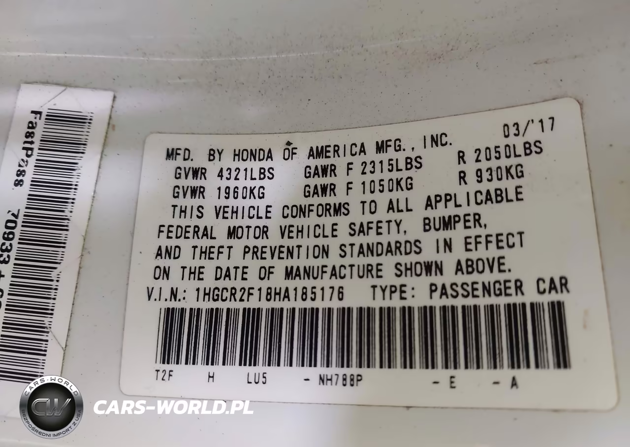 2017 Honda Accord Sport Se VIN:1HGCR2F18HA185176 - 9