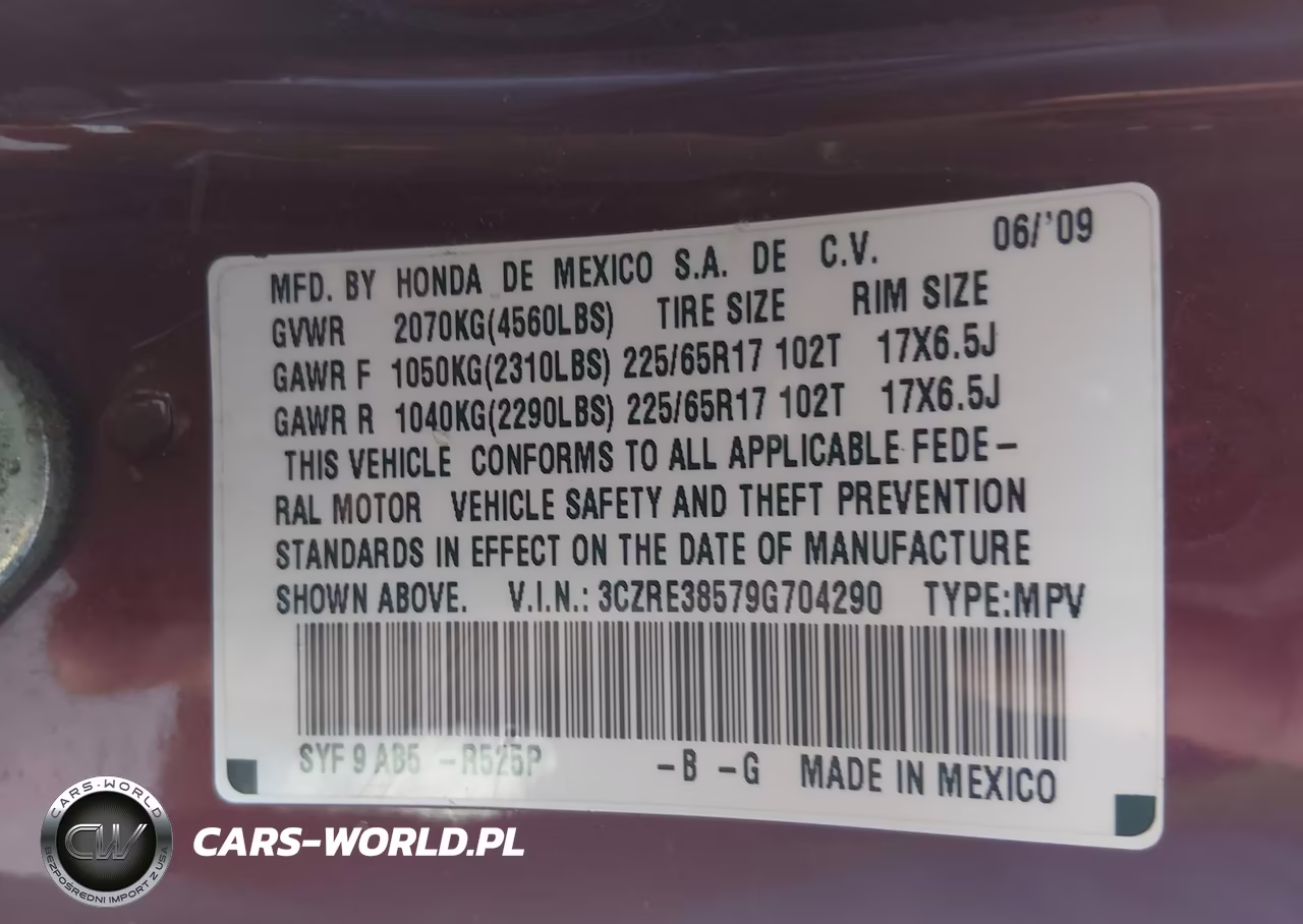 2009 Honda Cr-V Ex VIN:3CZRE38579G704290 - 9