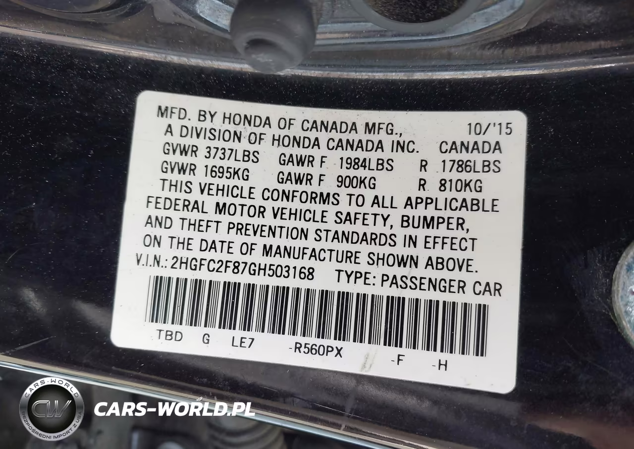 2016 Honda Civic Ex VIN:2HGFC2F87GH503168 - 9
