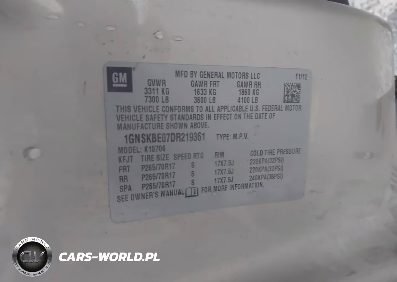 2013 Chevrolet Tahoe Lt VIN:1GNSKBE07DR219361 - 9