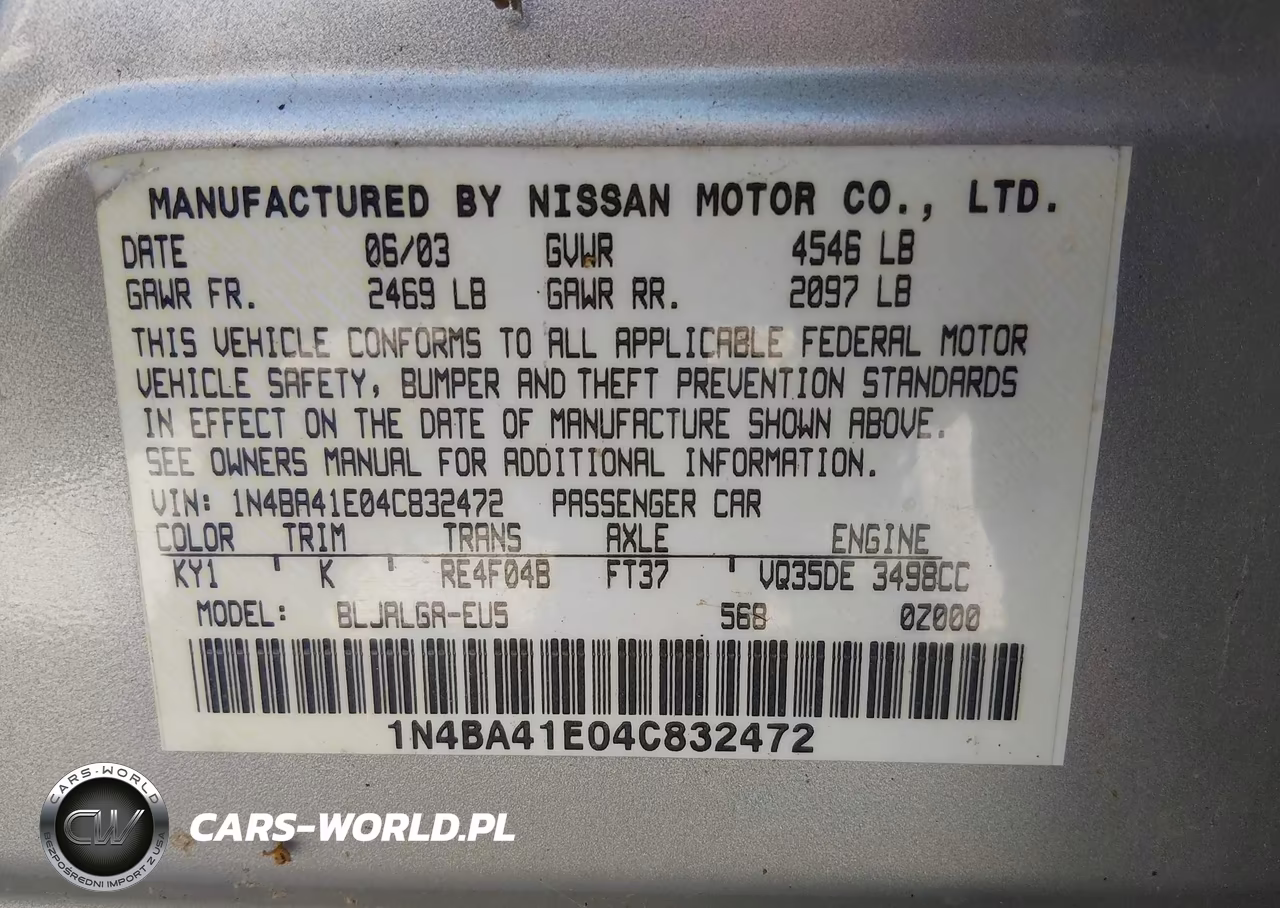 2004 Nissan Maxima 3.5 Sl VIN:1N4BA41E04C832472 - 9